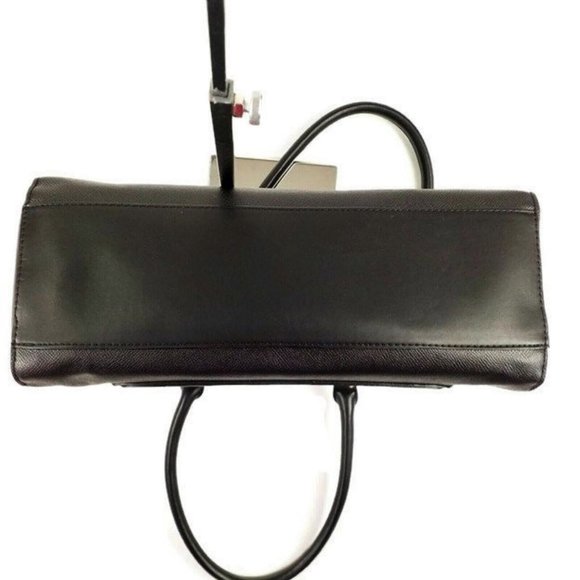 A New Day Black Triple Compartment Faux Pebbled Leather Dome Satchel NWOT - Picture 5 of 11